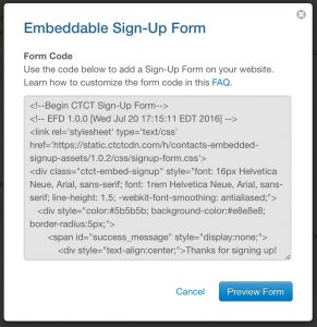 Embed Code Popup